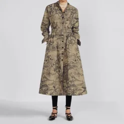 Belted Trench with Nature Inspired Design J5931