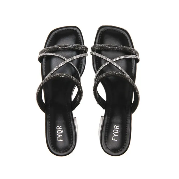 Cross Crystal Strappy Mule BDV 091