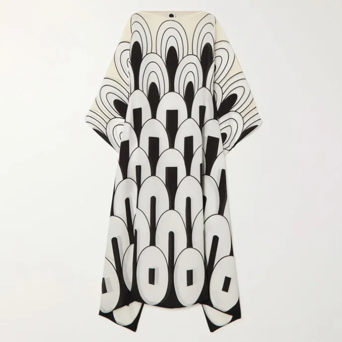 Geometric Boat Neck Printed Kaftan KAF0034