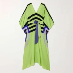 Lime Green Luxe Geometric V-Neck Kaftan BELT003