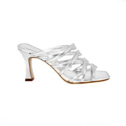 Metallic Criss-Cross Strap Heeled Sandal BWR 068