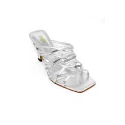 Metallic Criss-Cross Strap Heeled Sandal BWR 068