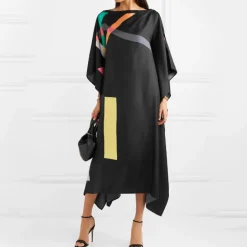 Midnight Maze Black Geometric Kaftan KAF0058