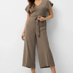 Plain Belt Style V-neck Jumpsuit JU5766