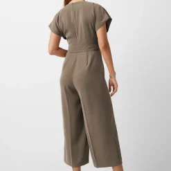 Plain Belt Style V-neck Jumpsuit JU5766