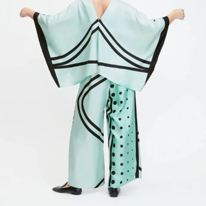 Printed Two Pcs Coord Set Top Pant Dress CORD0012