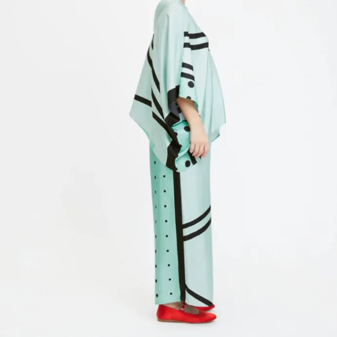 Printed Two Pcs Coord Set Top Pant Dress CORD0012