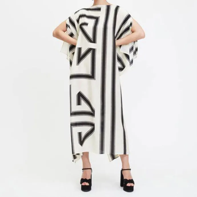 Sleek Safari Black & White Womens Kaftan KAF0041