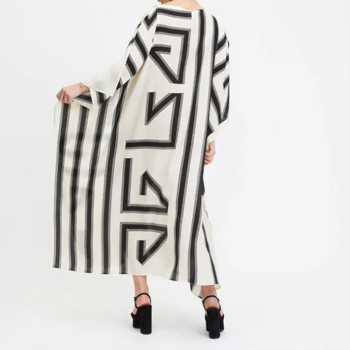 Sleek Safari Black & White Womens Kaftan KAF0041