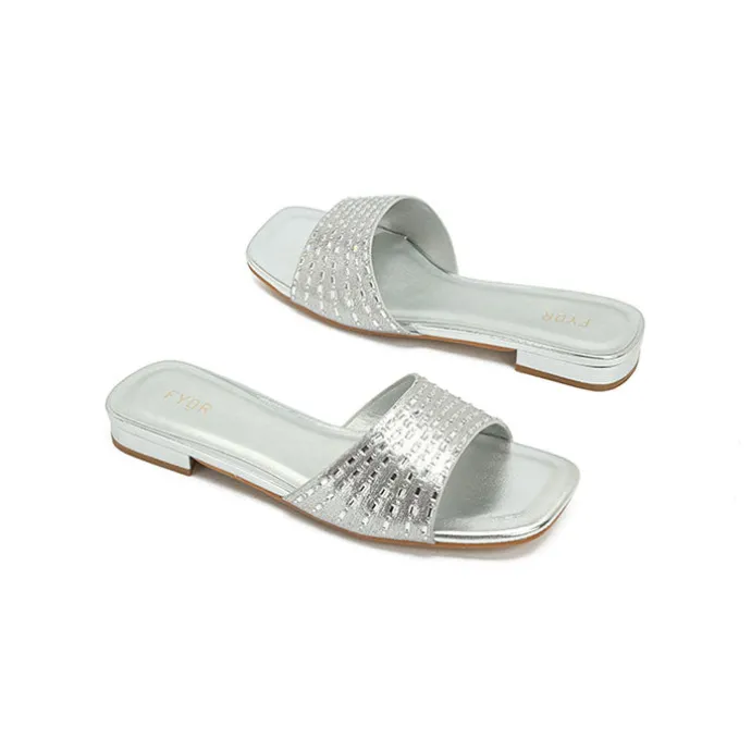 Square Diamante Slip-On Sandal HL 171