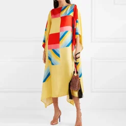 Women Digital Printed Daily Wear Striped Pattern Kaftan KAF004
