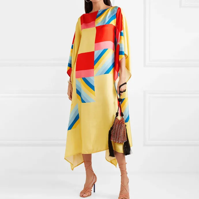 Women Digital Printed Daily Wear Striped Pattern Kaftan KAF004