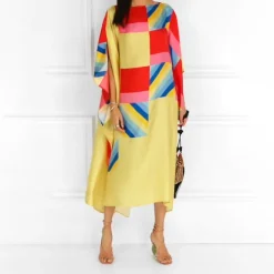 Women Digital Printed Daily Wear Striped Pattern Kaftan KAF004