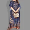 Woven Long Kaftan Boat Neck with Belt of Polyester Crape with crystals MIF0017