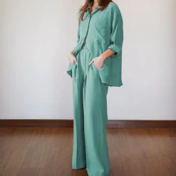 Zurich Crush Shirt With Front Pocket & Trousers J7045