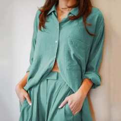 Zurich Crush Shirt With Front Pocket & Trousers J7045