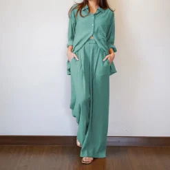 Zurich Crush Shirt With Front Pocket & Trousers J7045